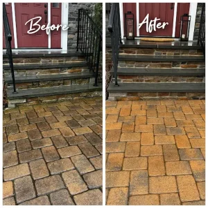 before after power wash patio porch