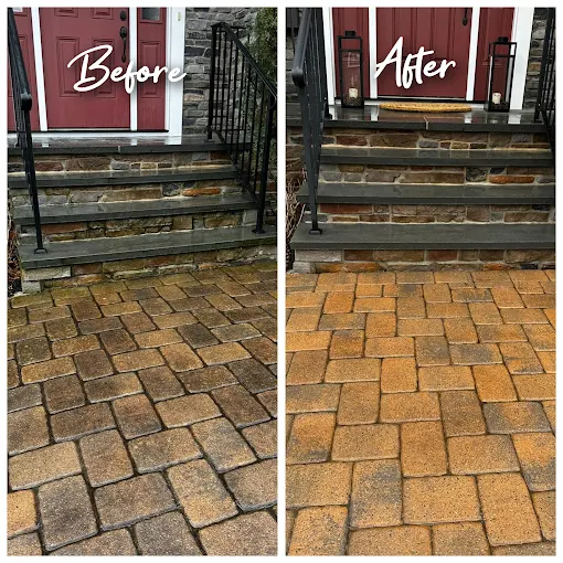 before after power wash patio porch
