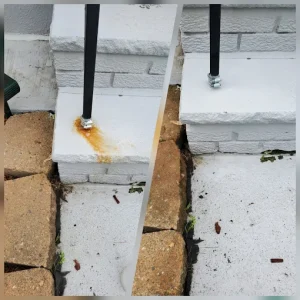 before after pressure wash rust off stairs