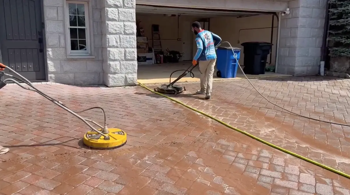 power washed custom landscaping stairs