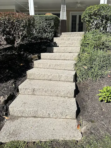 power washed custom landscaping stairs