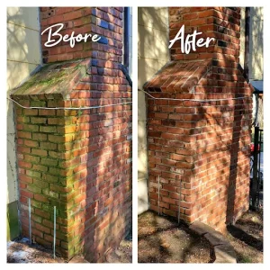 pressure washing exterior chimney bricks
